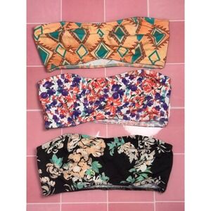 Lot of 3 Nollie Basics Bandeau Tops Medium Floral Strapless Tube Top